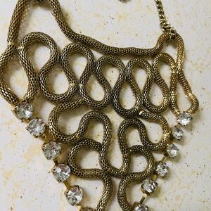 Luxurious Gold Necklace with Crystal Accents, efm, Statement Piece, Vintage
